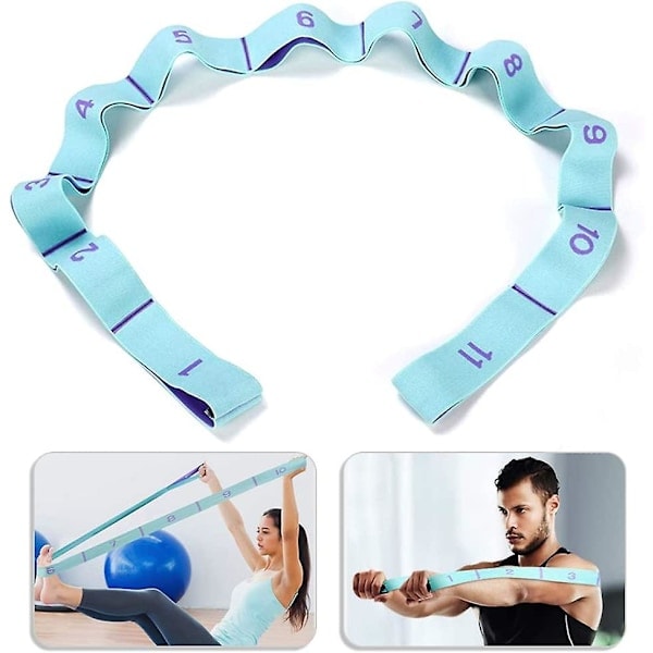 Träningsband, Uppgraderat Yoga Stretch Assist Band med 11 Numrerade Öglor, Tvättbart, Lätt att Använda och Hög Elasticitet Stretchband för Yoga