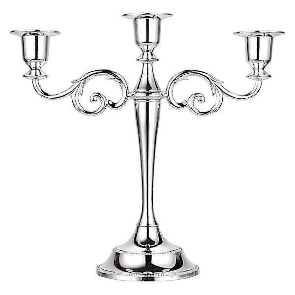 3 Ljusstake Pillar Ljusstake Matsalsrekvisita- Silver