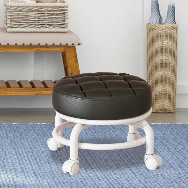 360° Roterande Rullpall Hushållspall Flyttbar Pall Lågt Buller Remhjul Låg Pall Universella Svängbara Hjul För Kök Hem Black 30cmx28cmx6cm
