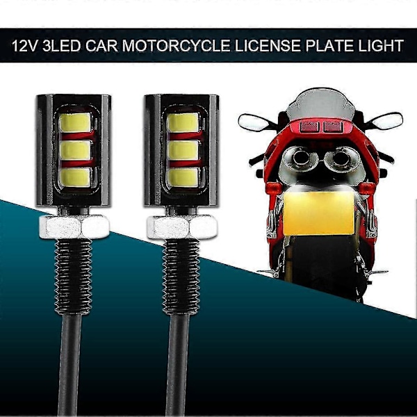 Hienot 2kpl Led-auton moottoripyörän rekisterikilven valot Lamppu Auto Takavalo Eturuuvipultti Polttimot Lamput Valonlähde 3 Led 5630 Smd