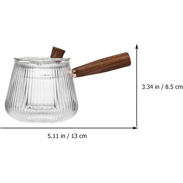 Tekanna i borosilikatglas med träinfuser, induktionskompatibel, stor kapacitet, hållbar