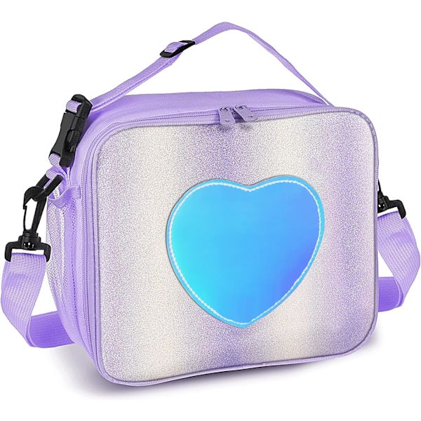 Lunsjpose Isolerende Lunsjboks for Jenter - Regnbue Tote Bag Lekkasjetett Termisk Gjenbrukbar Kjølepose Piknikpose for Kvinner Skole Kontor Utendørs Purple