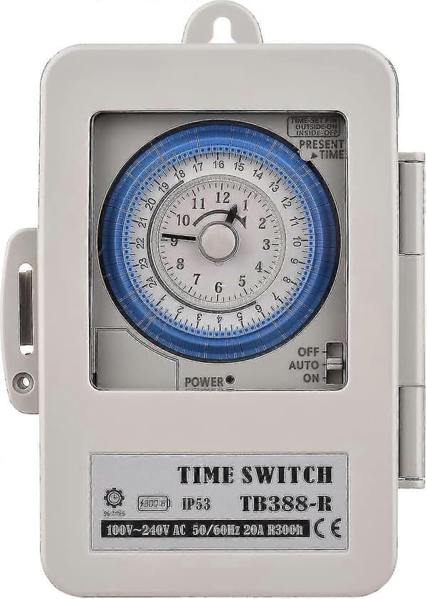 24 Timmar Timer Ip53 Klassning Programmerbar Al Timer Box Ac 100-240v 15 Minuters Intervall 96 Gånger På/Av - q36