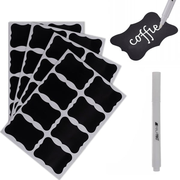 24-pack - Självhäftande etiketter med penna - Organisation svart