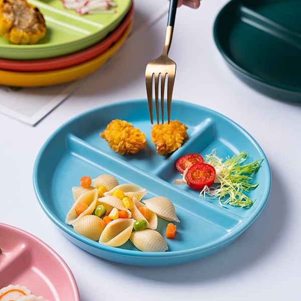 Porselen delt tallerken, moderne stil, rund, 1 gjenbrukbar 20,2 cm tallerken for desserter, frukt, snacks, forretter Blue