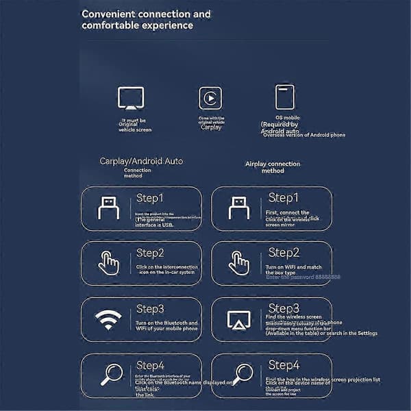 3-i-1 trådløs CarPlay-adapter AirPlay Android Auto USB-dongle Plug and Play kablet til