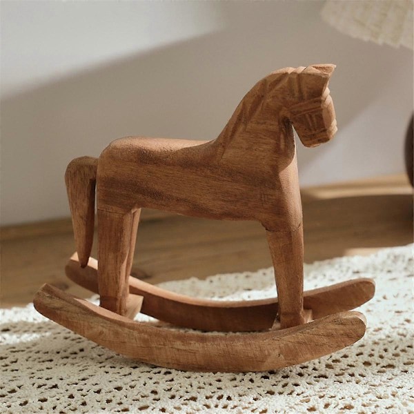 Vintage veistetty puinen keinuhevonen eläimet koristeltu puuveistetyillä käsityöhevosfiguureilla kotiin