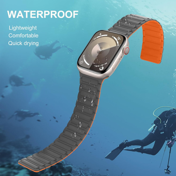 Magnetiske klokkereimer Kompatibel med Apple Watch Rem Myk Silikon Erstatningsreim Designet for iWatch Grey Orange 42/44/45/49mm