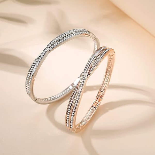 Mors Dags Gaver Hvidguldbelagt/Rosaguldforgyldt Cubic Zirconia Armbånd B
