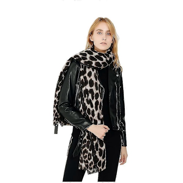 Leopardmönstrad Pashmina Sjal och Omlott Vinter Varm Cheetah Lång Stor Halsduk för Kvinnor