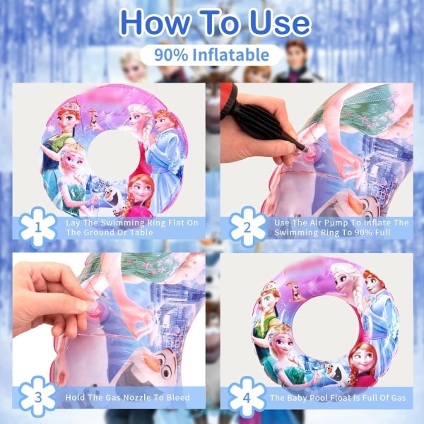 Badring för barn, hållbara uppblåsbara poolleksaker, sjöjungfru anime gummibadring, flytande sommarstrandfest för 4-9 barn och vattensporter C