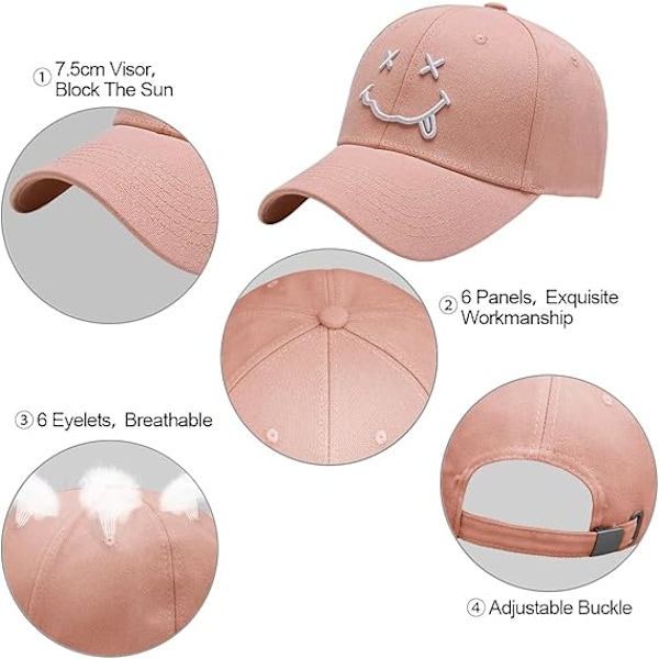 Baseball Cap Mænd Quirky Bizarre Broderi Hatte Unisex, Hip Hop Trucker Caps Justerbar Åndbar Sommer Sol Pink