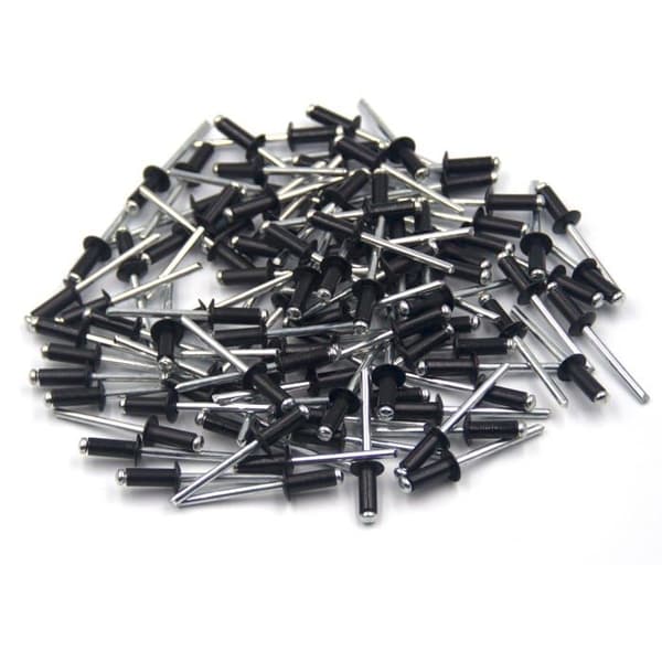 100 popnit 4,8 x 12 mm – aluminiumkropp / stålskaft, svart (förpackning med 100)