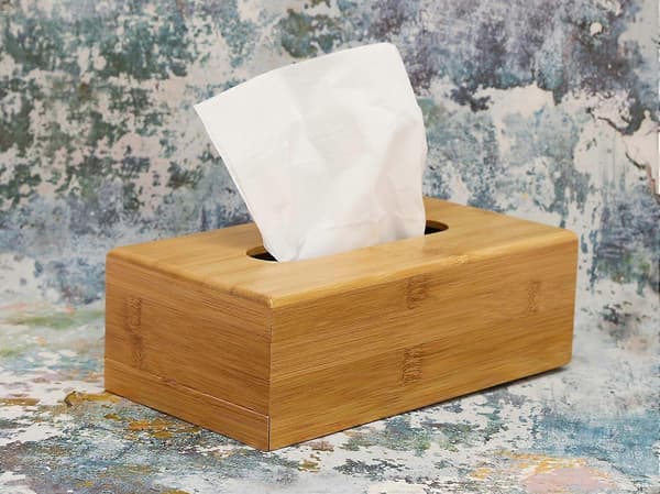 Bamburektangulär Vävnadslåda | Vävnadsställ | Servettdispenser | Vävnadsöverdrag | Vävnader Ingår Inte | H8,5 x B25 x D14 cm |