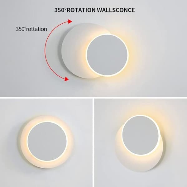 LED Vägglampa - 10W - Metall och Akryl - 360° Rotation - Vardagsrum, Sovrum, Hall - Vit 25x25cm