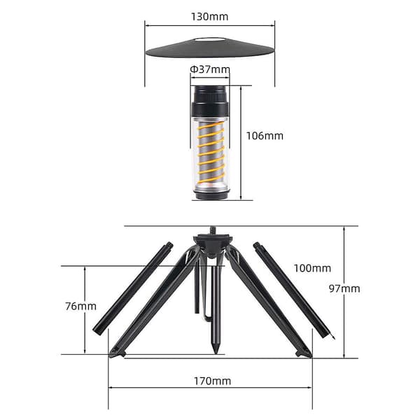 Telt Ambient Lys Bærbar Natlampe til Nødsituationer Black Bundle