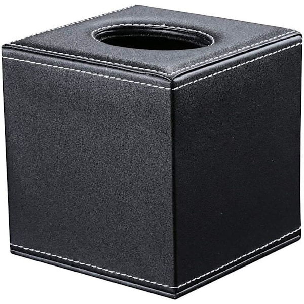 1 stk. Serviett Holder i Marmor - Firkantet Serviett Holder i Lær Black