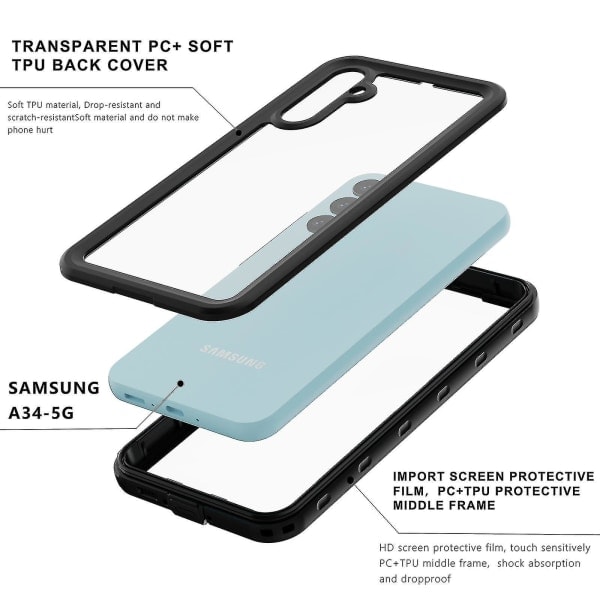 IP68 Vattentätt Skal För Samsung Galaxy A34 5G Ty