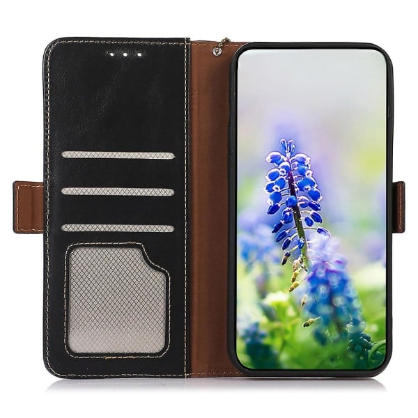 Äkta Läder Folio Telefonfodral med RFID-skydd för Samsung Galaxy A25 5G Black