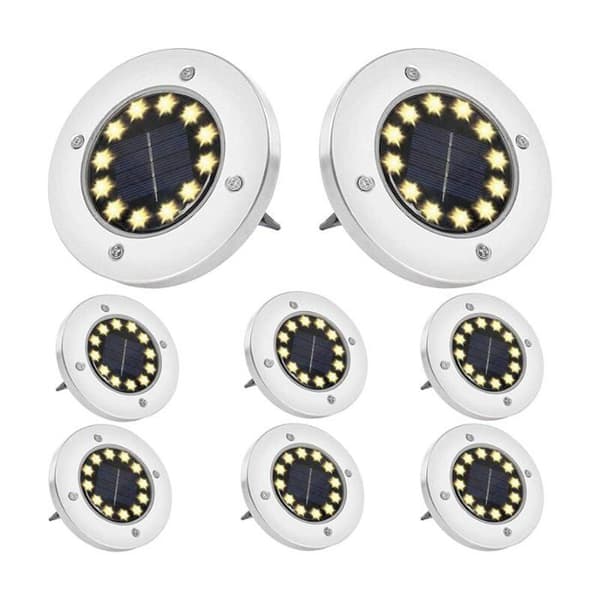 12 LED utendørs solcellehagelys, vanntette solcellehagelys for uteplass