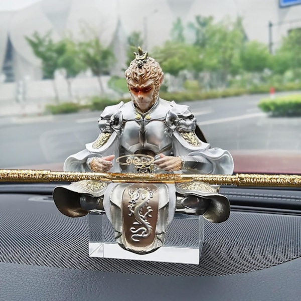 Wukong Figur, Black Myth Wukong Statue, Wukong Goku Actionfigur, Sun Wukong Stave, Monkey King Statue, Monkey King Akvariumdekor, Ornamenter Skulptur Silver