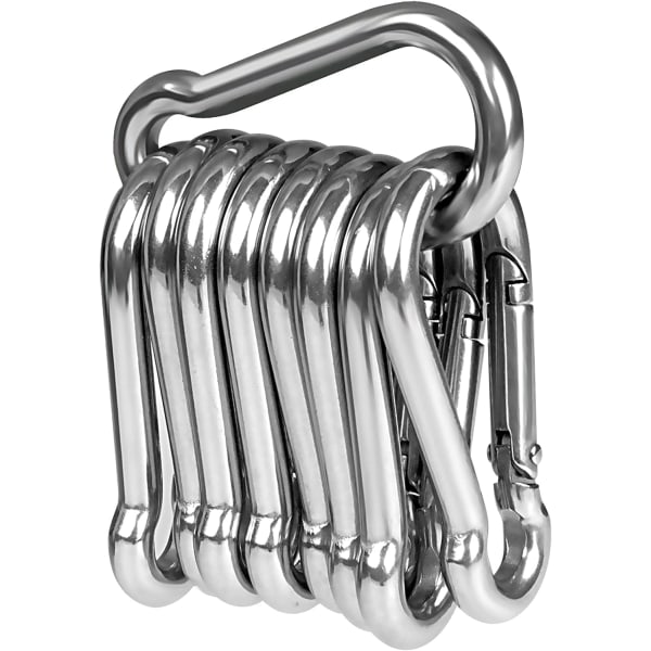 10 stk. Karabinkroker, Karabinkroker i 316 rustfritt stål, små karabinkroker nøkkelringklips for utendørs, fotturer, kroker for løftehjelpemidler og håndtak 5*50mm