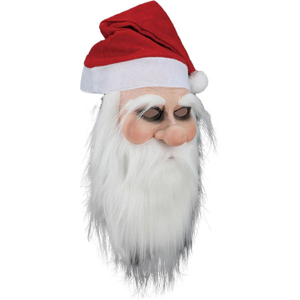 Jultomten Latexmask med skägg och hatt | Realistisk Latex Jultomte Helmask | Nyhet Rolig Simulering Jultomte för Rollspel C