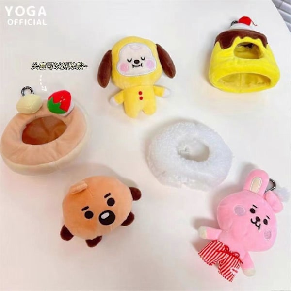 10CM Kawaii Line Friends Bt21 Tecknad Shooky Cooky Chimmy Rj Plysch Hänge Dessert Serie Nyckelring Hänge Plysch Docka Ornament pendant14 10CM