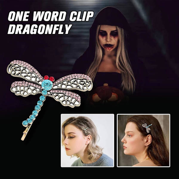 Dragonfly Hårspenne Retro Hårklipp Halloween Spøkelse Mamma Retro Dragonfly Hårspenne Klipp Søt Krystall Dyr Hårspenne