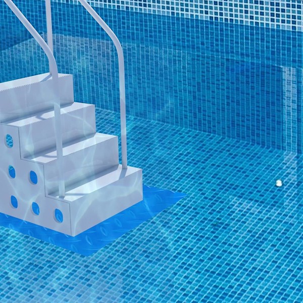 Pooltrappmatta 9 x 36 tum (blå, 24 x 91 cm), Pooltrappmatta Skyddande Matta Med Halksäker Textur För Pooltrappor