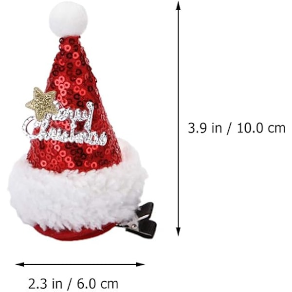 8 st Mini Julhatt Hårklämma Julhatt Hårband Glitter Tomteluva Hårklämmor Hårband Tomteluva för Barn Vuxna Jultomten