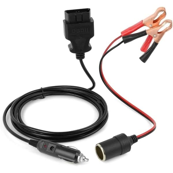 OBD2 minnessparande kontakt med två krokodilklämmor