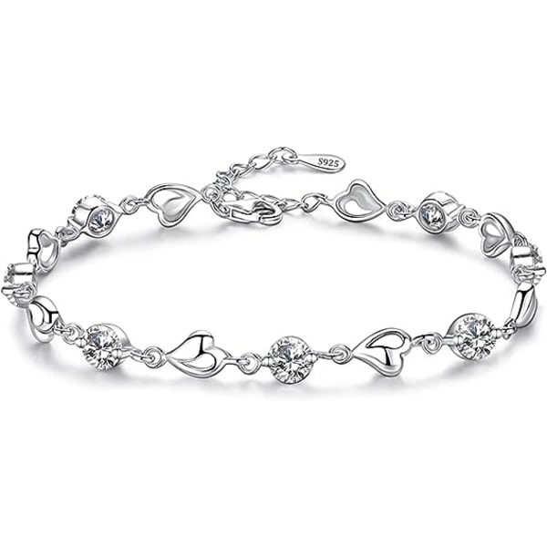 Damesølv Armbånd, 925 Sterling Sølv Hjerte Armbånd