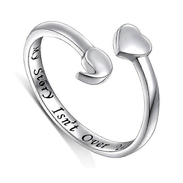 My Story Isn't Over Yet - Sterling hopea puolipiste sormus This Too Shall Pass sormus koru