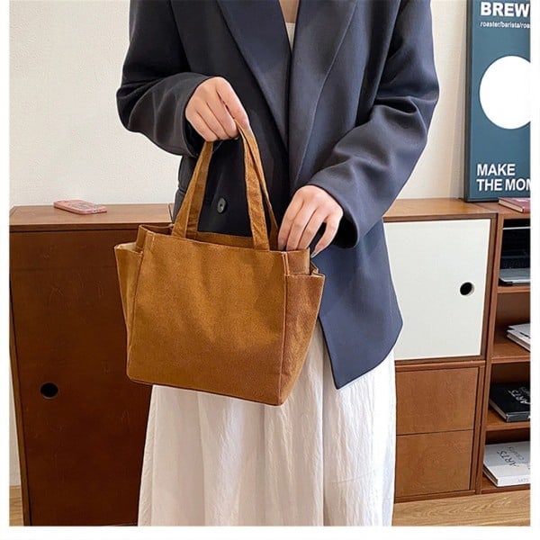 Fashionabel manchesterhandväska för kvinnor, shoppingväska med stor kapacitet, vardaglig väska Brown