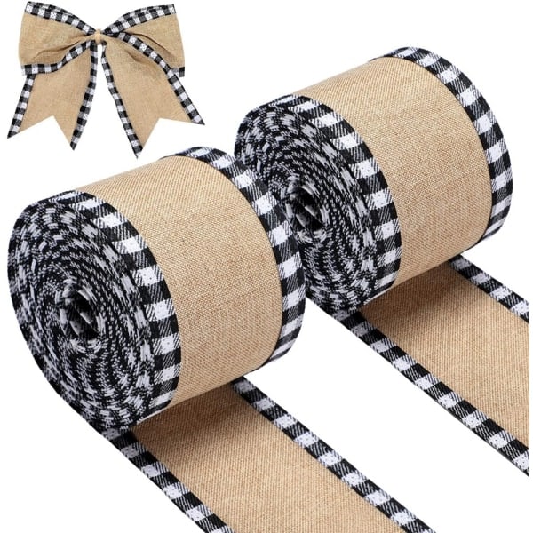 2 stykker falsk burlap jule-sløyfebånd for jul