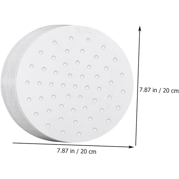 200 stk. Airfryer Papir Airfryer Bagepapir Airfryer Tilbehør Runde Dim Sum Damperpapir Bagepapir 20x20cm