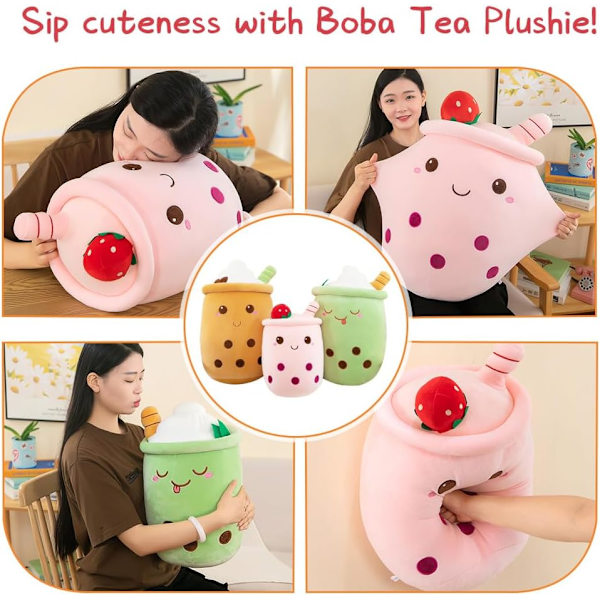 Boba Tea Plys Pude, Sød Boba Plys Legetøj Kæmpe Boba Plys Dyr Pude til Boba Elskere (35cm) Green