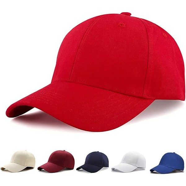 Basebollkeps Polo-stil Klassisk 6-panel Justerbar Sport Solid Solhatt Japansk stil stor huvudomkrets för Män och Kvinnor Red