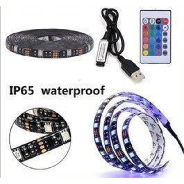 2M IP65 LED-sløjfe RGB SMD5050 - TV - Computer - Bil - USB Multifarvet 2PC