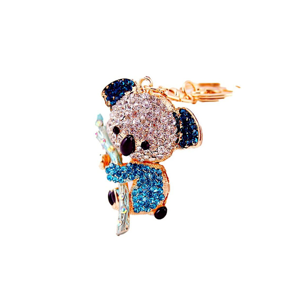 Koala Nyckelringar med Strass, Kristall Nyhet Djur Nyckelring Koala Björnen Legering Strass Kristall Metall Hänge Liten Present, 1pcD- blue