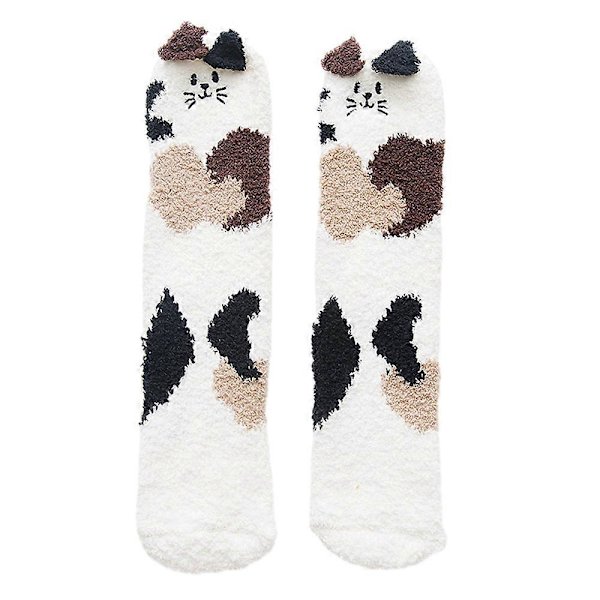 Dames 3D Dyr Vinter Varme Bløde Fluffy Seng Sokker Kvinder Lounge Slipper Gulv Sokker Cat