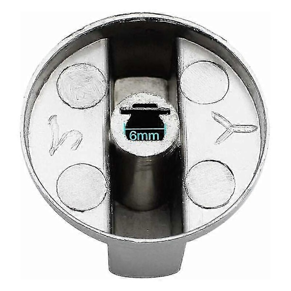 6 Stykker Universelle Metall Kontrollknapper Gasskomfyrknapp 6mm Universelle Kontrollknapper Komfyrknapp for Gasskomfyr Komfyr Ovn Platetopp