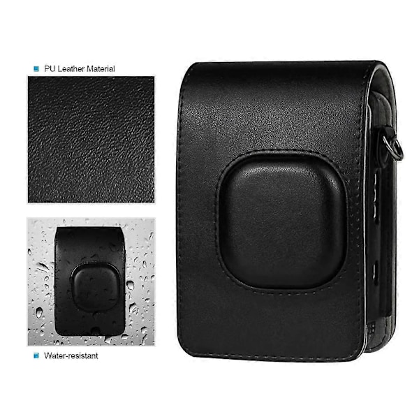 Kameraväska för Mini LiPlay PU-läder Skydd med axelrem Shadow black