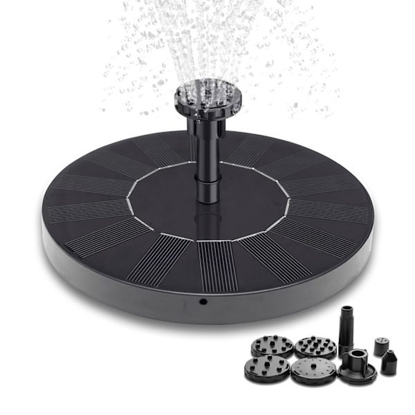 Fontän - Solfontän / Vattenfontän Solcell - 16 cm Svart