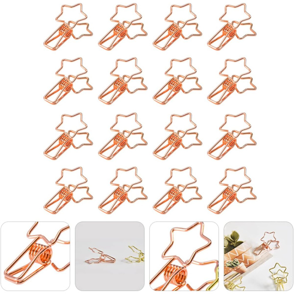 Klips Merktavle Bordholdere Metall Fil Klesklyper Festesystem Papir Tommel Vindtett Bilde Stativ Bordnummer Stativ Foldback Kontormapper Rose Goldx2pcs