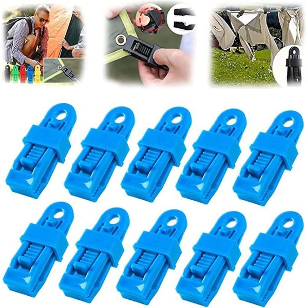 10pcs Adjustable Heavy Duty Tarpaulin and Screen Tarpaulin Clips Plastic Clips for Tarpaulin Reusable Tarpaulin Clips - Blue