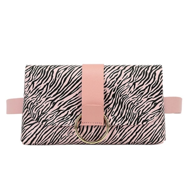 Dame Belteveske Klaff Lær Fanny Pack Zebra Pattern-Pink