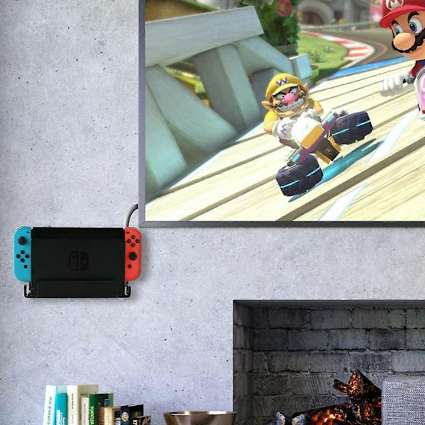 Flytande Väggmonterad Hylla Akrylhållare för Nintendo Switch Docka Multicolor, Black Style A