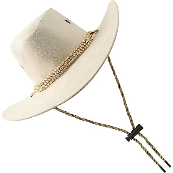 Cowboyhatt Western Solhatt Faux Filt Läder Mocka Maskerad Fest Kostym Outfit Resa Utomhus Solskydd Herr Dam Off-white